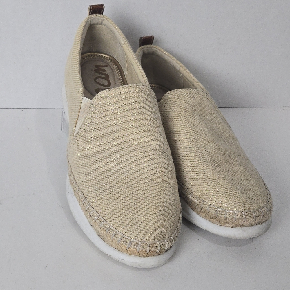 Gold Tan Canvas Slip On Shoes